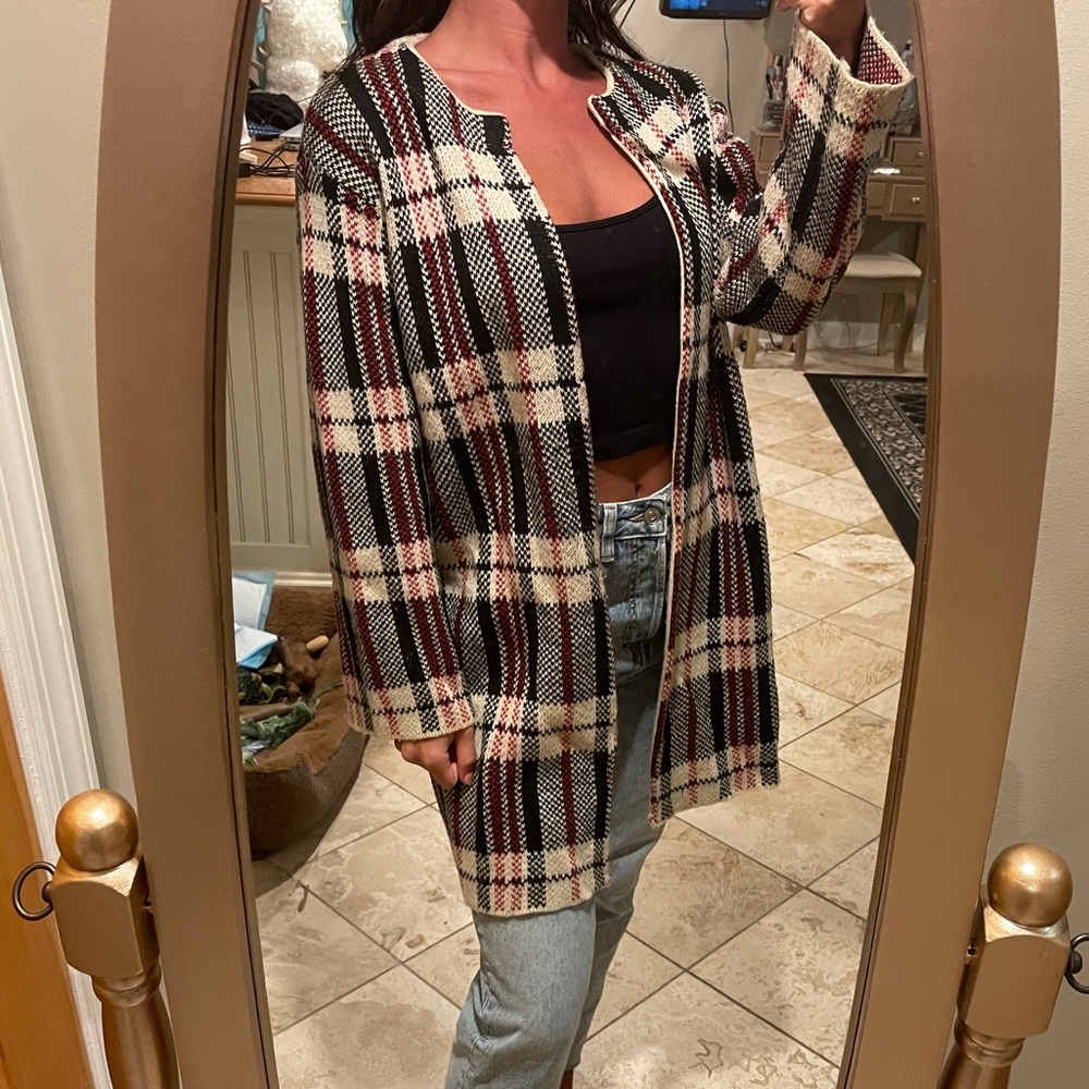 Lulumari Plaid Knit Sweater Jacket